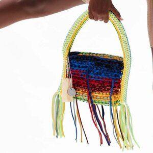 Colors of Arcana Iconic Woven Bag In Multi Rasta NWT